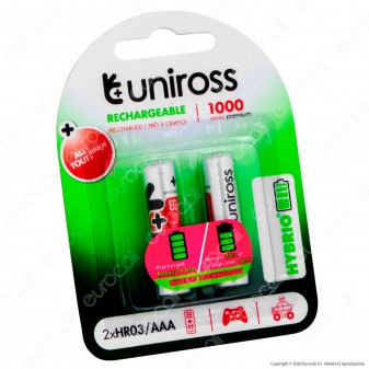 Uniross Pile Ricaricabili Hybrio AAA / HR03 Ni-MH 1,2V 900mAh -