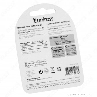 Uniross Pile Ricaricabili Hybrio AAA / HR03 Ni-MH 1,2V 900mAh -