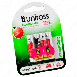 Uniross Pile Ricaricabili Hybrio AAA / HR03 Ni-MH 1,2V 900mAh -