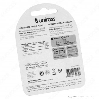 Uniross Pile Ricaricabili Hybrio AAA / HR03 Ni-MH 1,2V 900mAh -