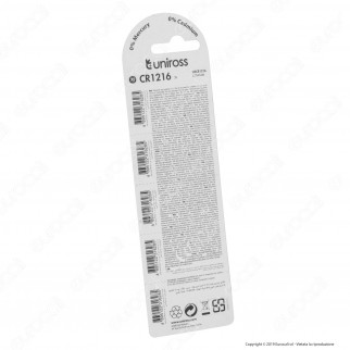 Uniross Lithium Pile al Litio CR1216 3V - Blister da 5 Batterie