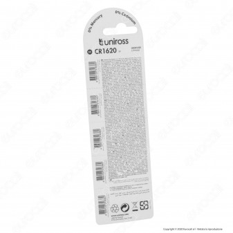 Uniross Lithium Pile al Litio CR1620 3V - Blister da 5 Batterie