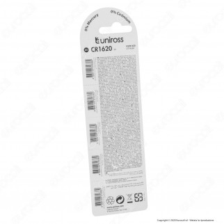Uniross Lithium Pile al Litio CR1620 3V - Blister da 5 Batterie