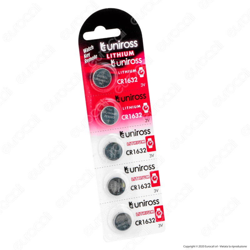 Uniross Lithium Pile al Litio CR1632 3V - Blister da 5 Batterie