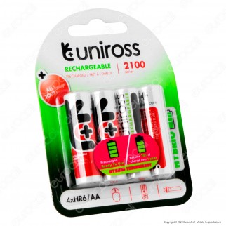 Uniross Pile Ricaricabili Hybrio AA / HR6 Ni-MH 1,2V 2000mAh -