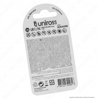 Uniross Pila Alcalina LR1 / N / MN9100 1,5V - Blister da 1 Batteria