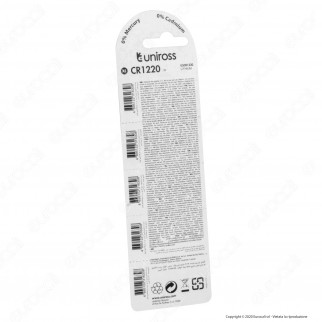 Uniross Lithium Pile al Litio CR1220 3V - Blister da 5 Batterie