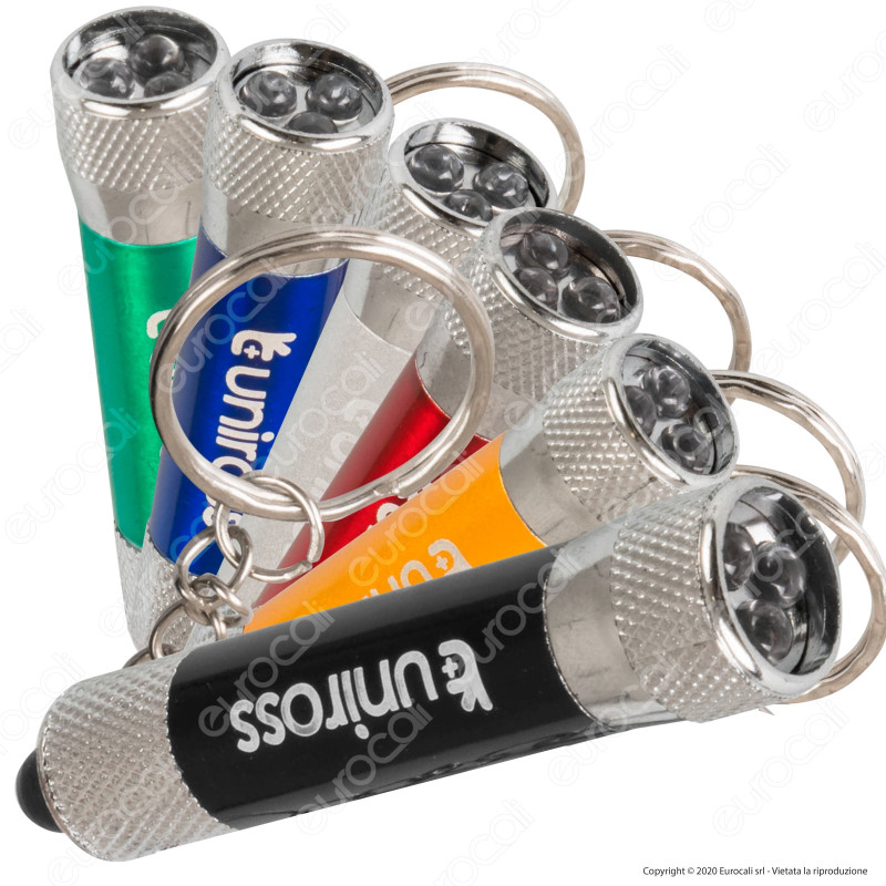 Uniross Torcia LED 3W Portachiave Tascabile in Alluminio a Batterie