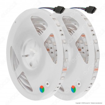 V-Tac VT-5050-300 Kit con Striscia LED 5050 4,8W 12V Multicolore RGB 10mt Controller e Alimentatore