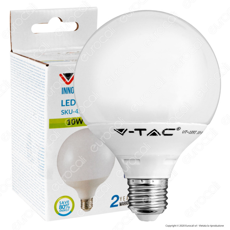 V-Tac VT-1893 Lampadina LED E27 10W Globo G95 - SKU 4276 / 4277 / 4278