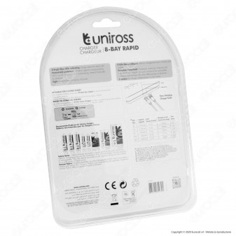 Uniross Caricabatterie Rapido per 8 Batterie Ricaricabili AA / HR6 -