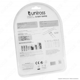Uniross Caricabatterie Rapido per 8 Batterie Ricaricabili AA / HR6 -