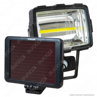Velamp INCA Faretto LED COB 10W a Batteria con Pannello Solare e