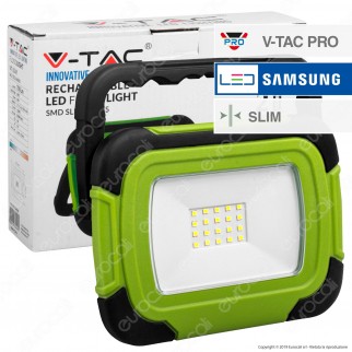 V-Tac PRO VT-10-R Faro LED SMD 10W IP44 Ricaricabile a Batteria con