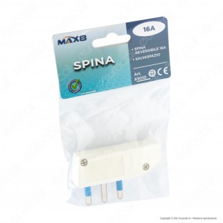 Max8 Spina Singola 16A Salvaspazio Reversibile con Uscita Cavo a 90°