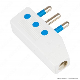 Max8 Spina Singola 16A Salvaspazio Reversibile con Uscita Cavo a 90°