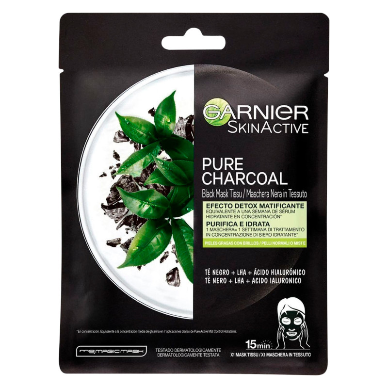 Garnier SkinActive Maschera Nera Pure Charcoal in Tessuto Effetto