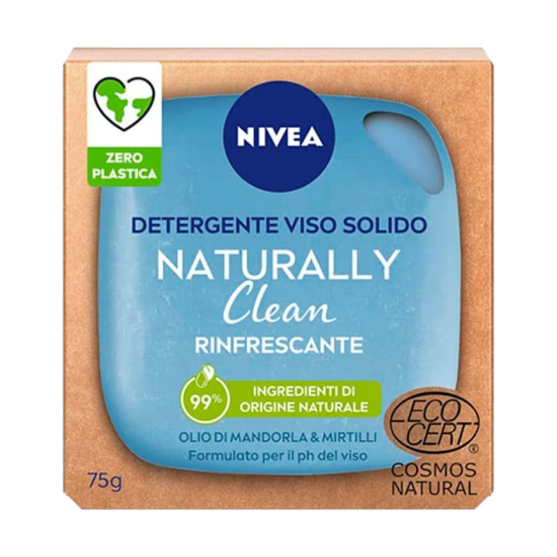 Nivea Naturally Clean Saponetta Detergente Viso Rinfrescante con Olio