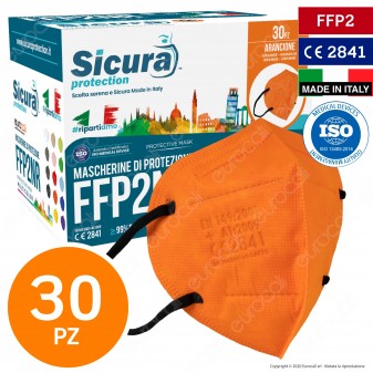 Sicura Protection 30 Mascherine Protettive Colore Arancione Elastici