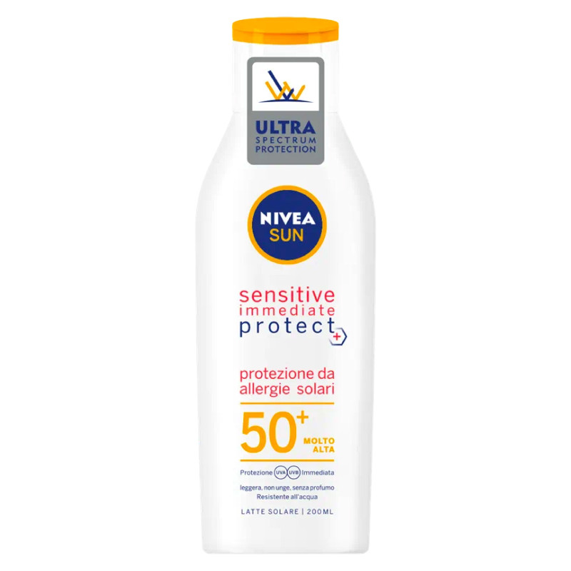 Nivea Sun Latte Solare Sensitive Immediate Protect SPF 50+ - Flacone