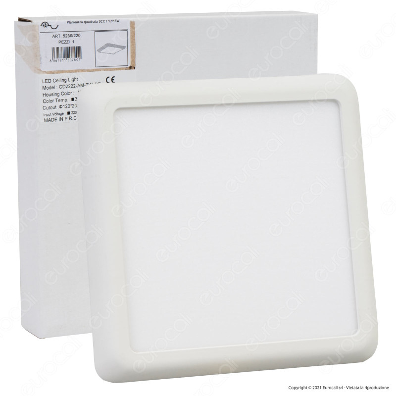 FAI Pannello LED Quadrato 12W/18W SMD Changing Color 3in1 da Incasso