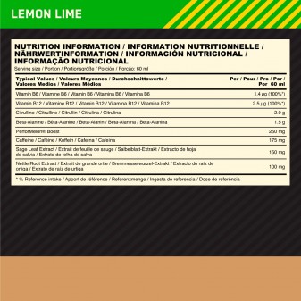 Optimum Nutrition Gold Standard Pre-Workout Energy Shot Limone e Lime