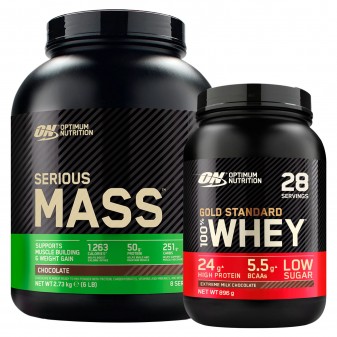 Optimum Nutrition Proteine Whey Serious Mass Cioccolato 2,73kg e Gold