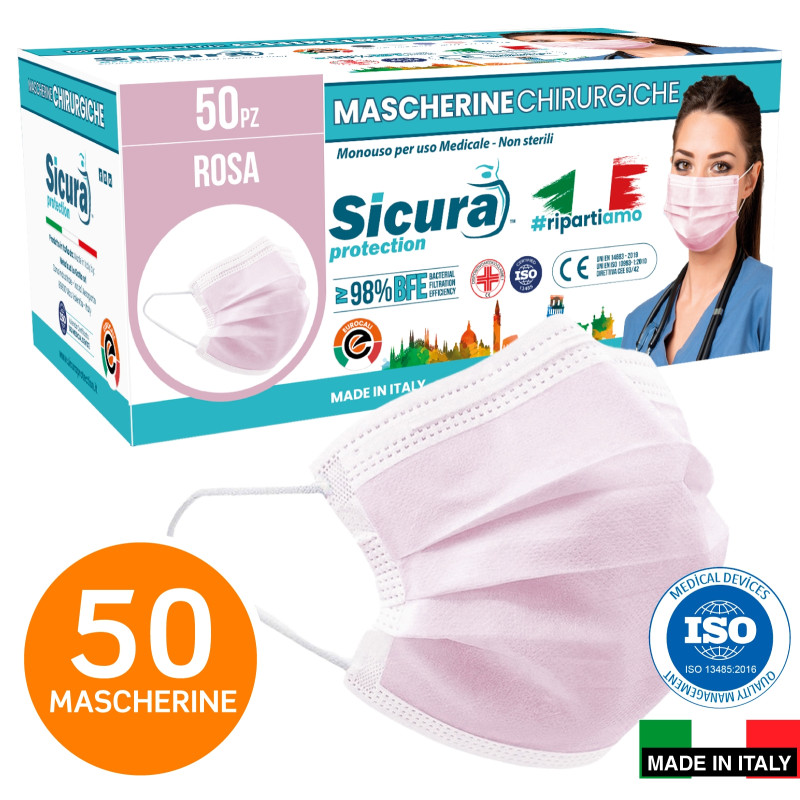 Sicura Protection 50 Mascherine Chirurgiche Monouso Filtranti Tipo II