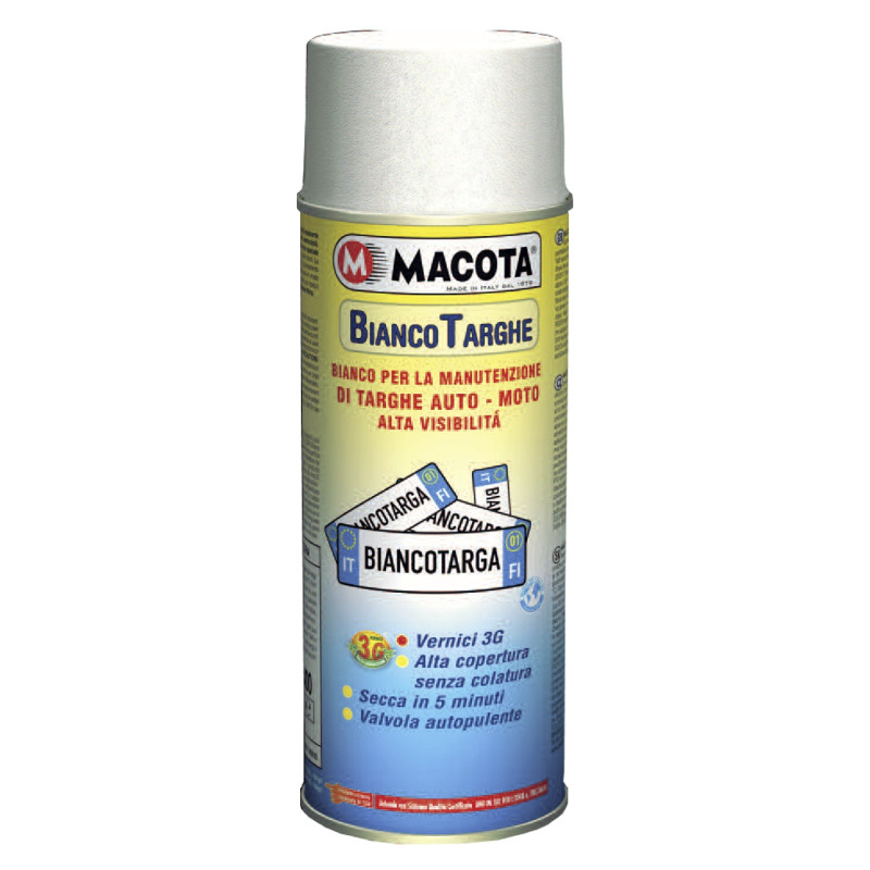 Spray Macota Bianco Targhe - Vernice per la Manutenzione di Targhe
