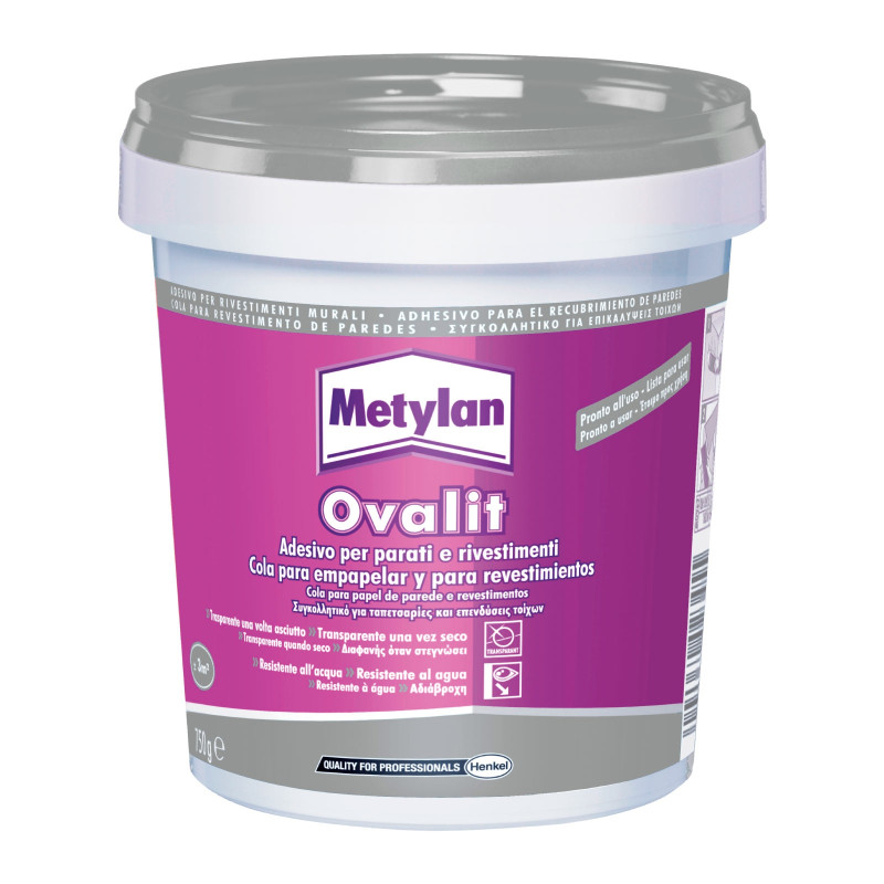 Metylan Ovalit Adesivo per Parati e Rivestimenti - Barattolo da 750g