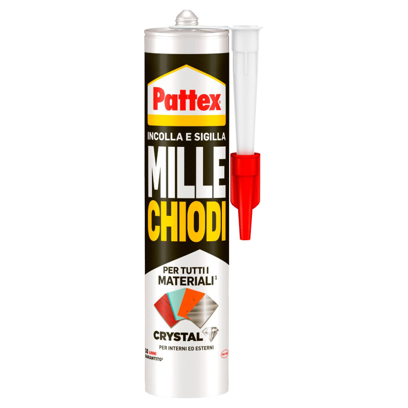 Pattex Mille Chiodi Crystal Adesivo Sigillante per Vetri e Specchi - Flacone da 290g