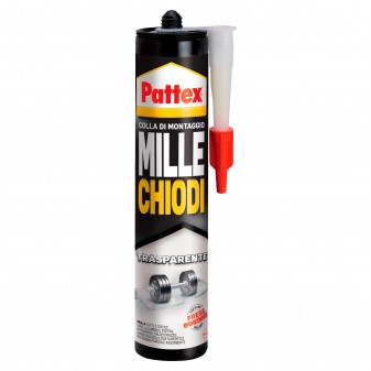 Pattex Mille Chiodi Trasparente Colla di Montaggio con Applicatore - Flacone da 310g