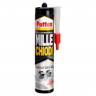 Pattex Mille Chiodi Trasparente Colla di Montaggio con Applicatore - Flacone da 310g
