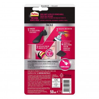 Pattex Interni Riempie e Ripara Sigillante Acrilico - Flacone da 50ml