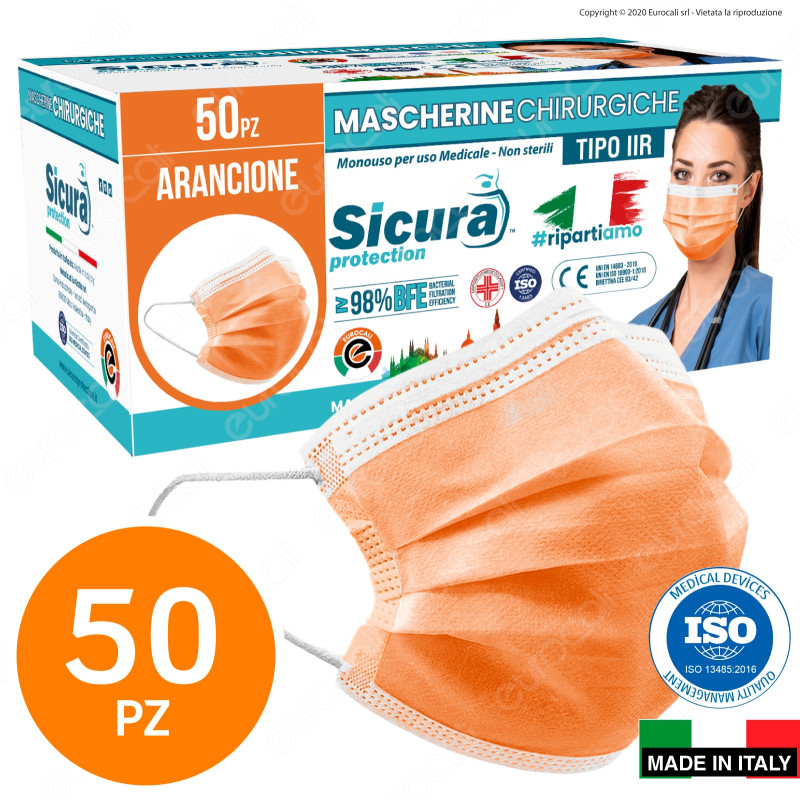 Sicura Protection 50 Mascherine Chirurgiche Monouso Filtranti Tipo II