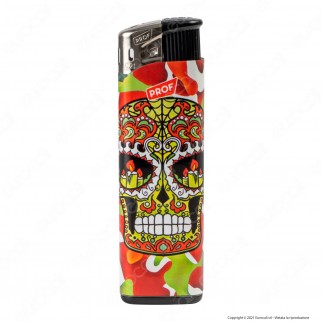 Prof Electronic Color Skull Accendino Maxi Elettronico Ricaricabile -