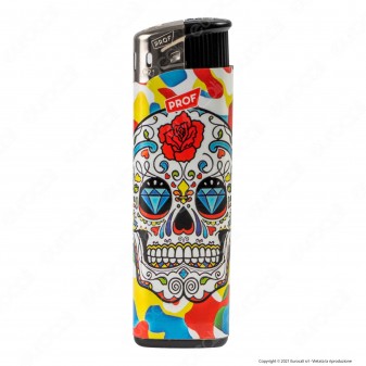 Prof Electronic Color Skull Accendino Maxi Elettronico Ricaricabile -