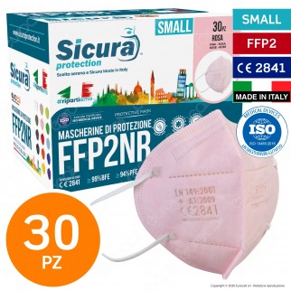 Sicura Protection 30 Mascherine Small Colore Rosa Elastici Bianchi