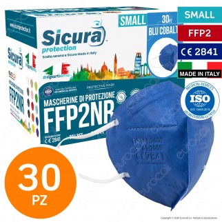 Sicura Protection 30 Mascherine Small Colore Blu Cobalto Elastici
