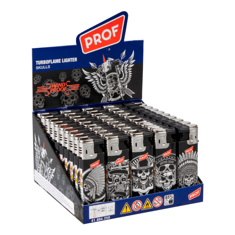 Accendini Turboflame Maxi Prof Skulls - Box da 50 Accendini