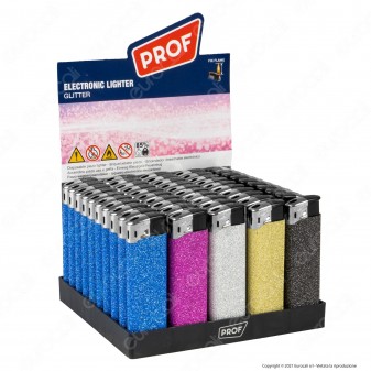 Accendini Electronic Maxi Prof Fantasia Glitter - Box da 50