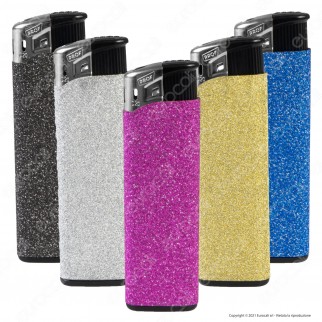 Accendini Electronic Maxi Prof Fantasia Glitter - Serie da 5