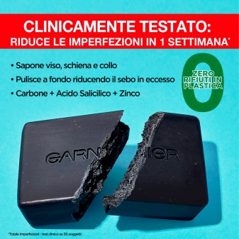 Garnier SkinActive Pure Active Sapone Viso Carbone - Saponetta da 100g