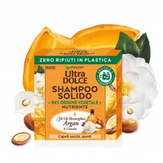 Garnier Ultra Dolce Shampoo Solido Argan e Camelia - Saponetta da 60g