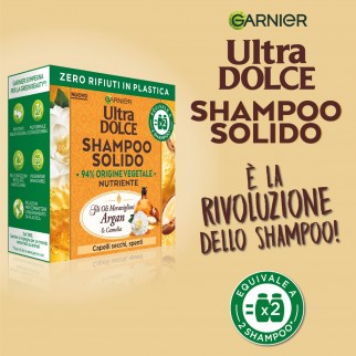 Garnier Ultra Dolce Shampoo Solido Argan e Camelia - Saponetta da 60g