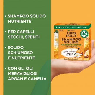 Garnier Ultra Dolce Shampoo Solido Argan e Camelia - Saponetta da 60g