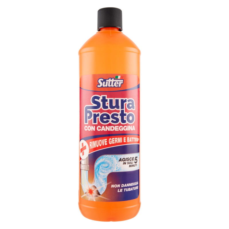 Sutter Stura Presto Disgorgante Gel con Candeggina - Flacone da 1000ml