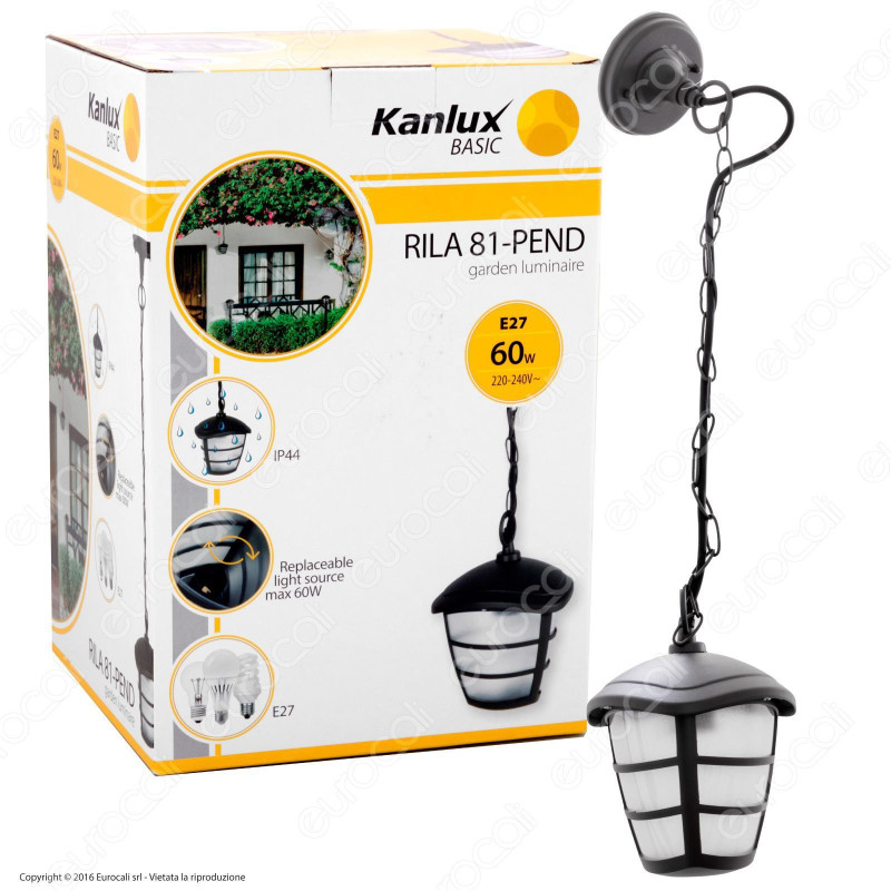 Kanlux RILA 81-PEND Portalampada da Giardino con attacco a Soffitto