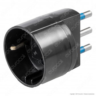 Ecova Adattatore Singolo Salvaspazio con Schuko + 10A 2P+T e Spina