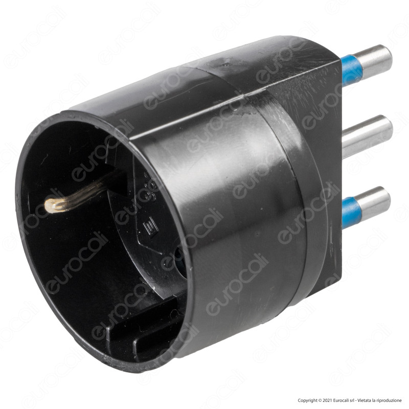 Ecova Adattatore Singolo Salvaspazio con Schuko + 10A 2P+T e Spina